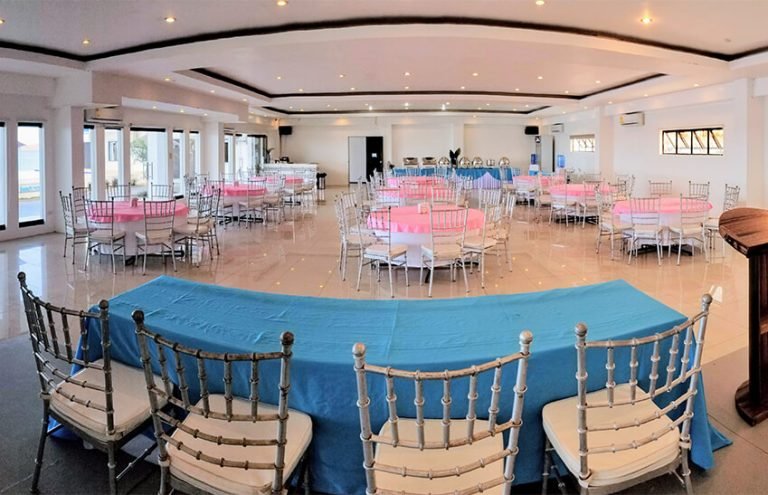 Function hall set for a party