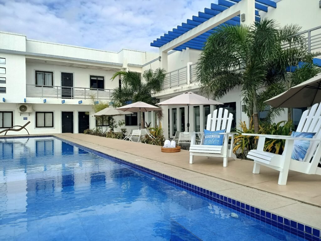 Pool with sun loungers