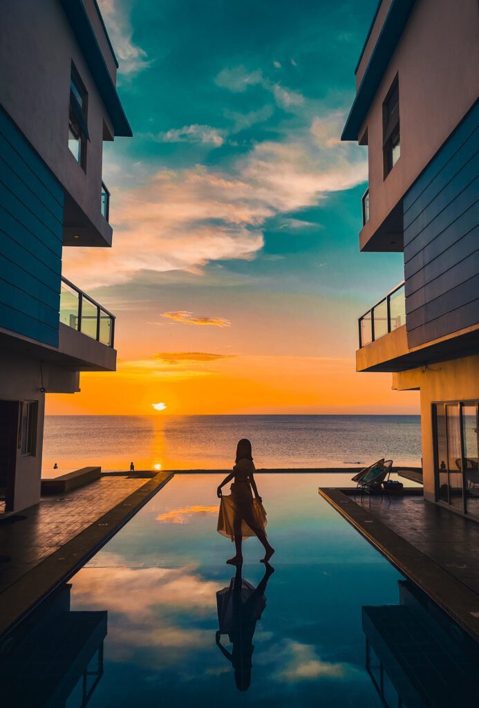 Sunset over the infinity pool