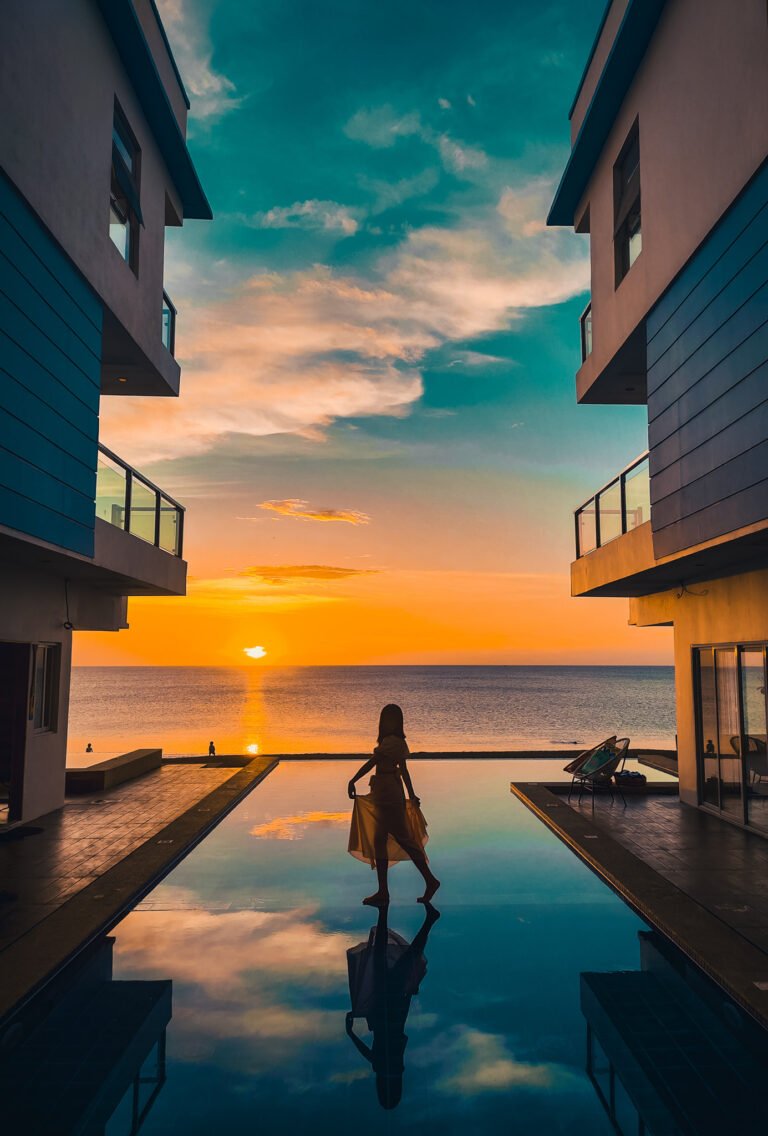 Sunset over the infinity pool