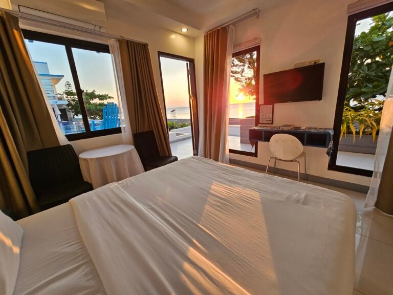 Room with sea view at sunset