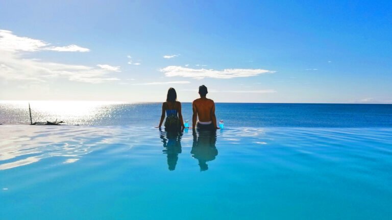 Couple in the infinity pool